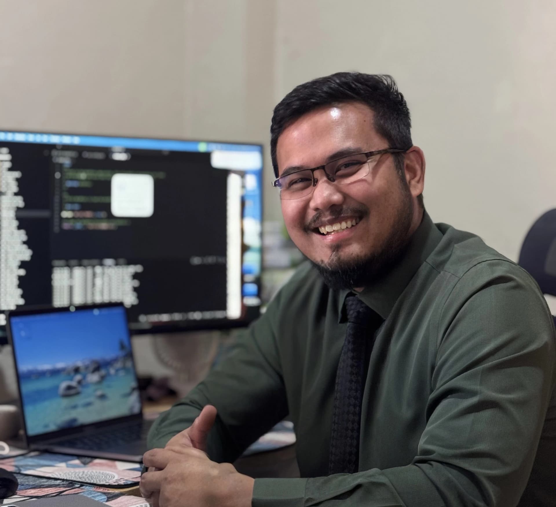 Jomar in his workspace